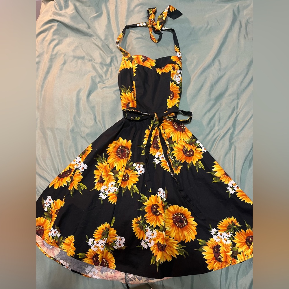 A-line Sunflower Dress - Vintage with Sweetheart Neckline